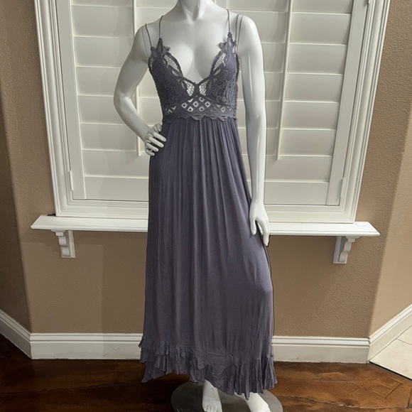 Free People One Adella Maxi Slip Dress Slate - Picture 1 of 11